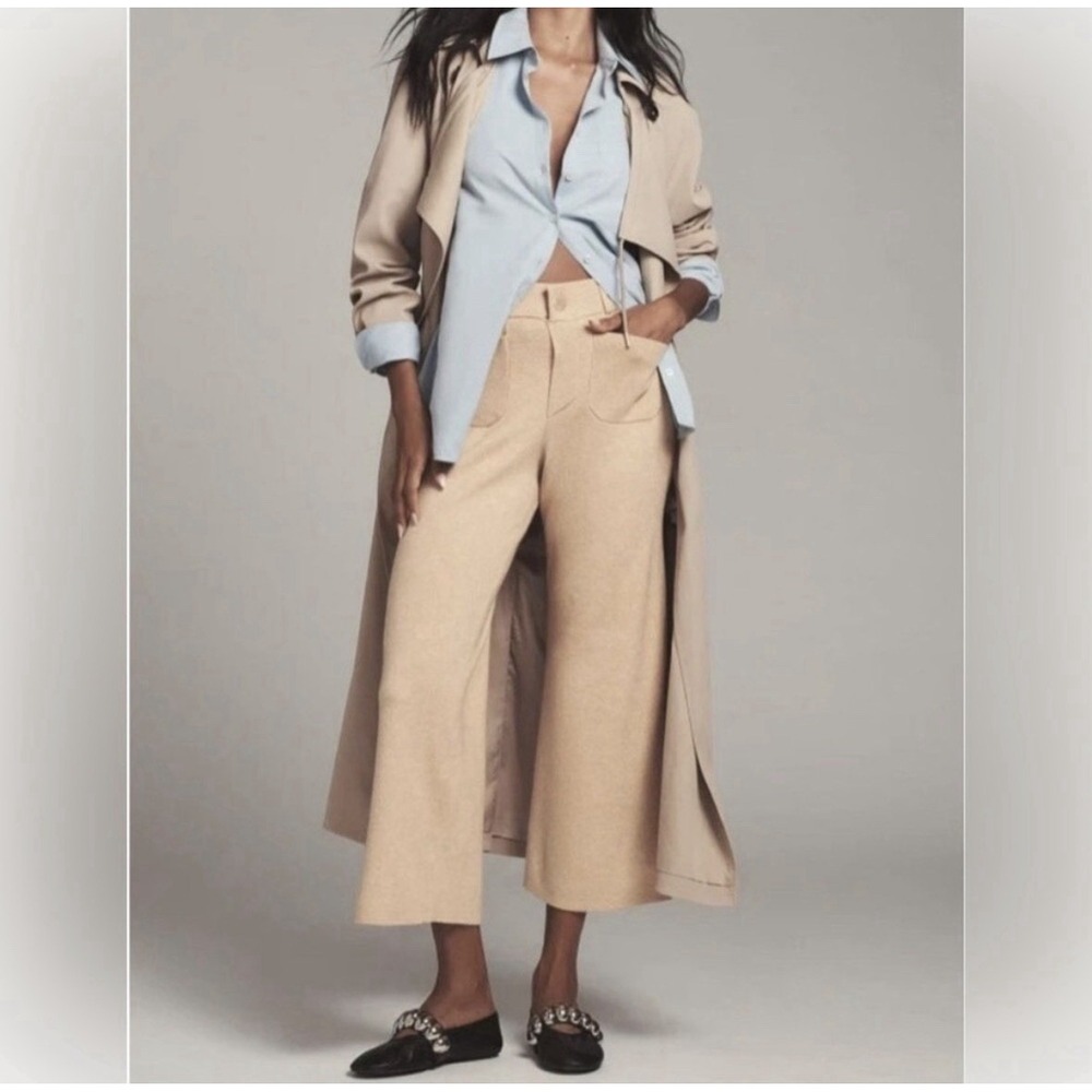 Anthropologie The Colette Knit Crop Wide-Leg Pants by Maeve